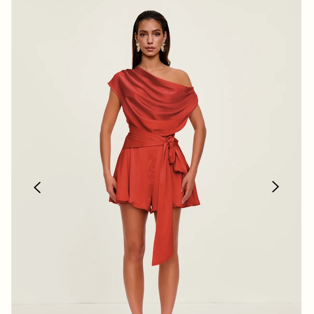 Andrea Imyaha Edah Romper- Red Coral